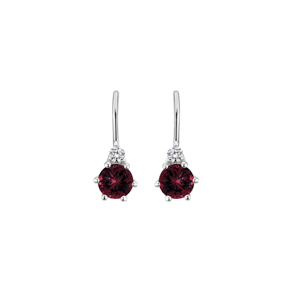 Diamond earrings with Rhodolite Midnight Serenity