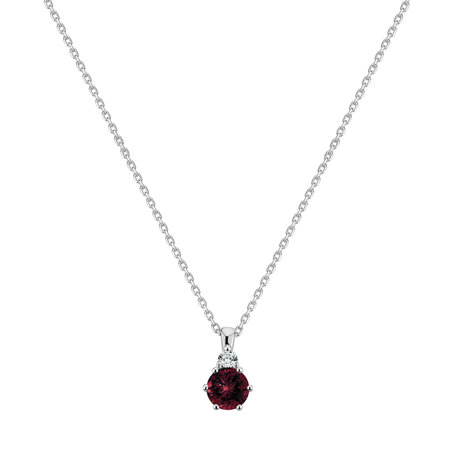 Diamond necklace with Rhodolite Midnight Serenity