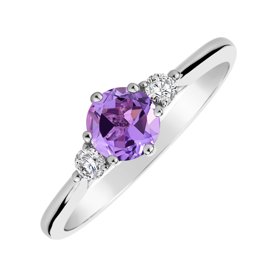 Diamond ring with Amethyst Midnight Serenity