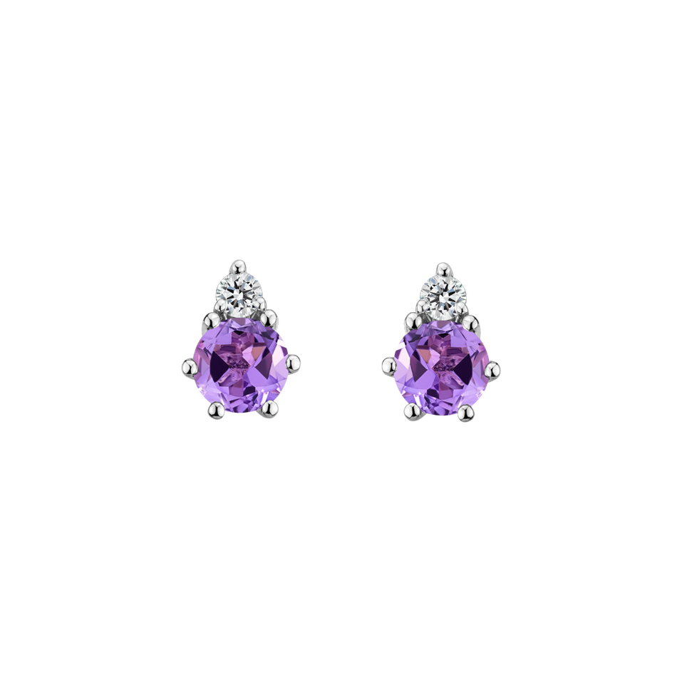 Diamond earrings with Amethyst Midnight Serenity