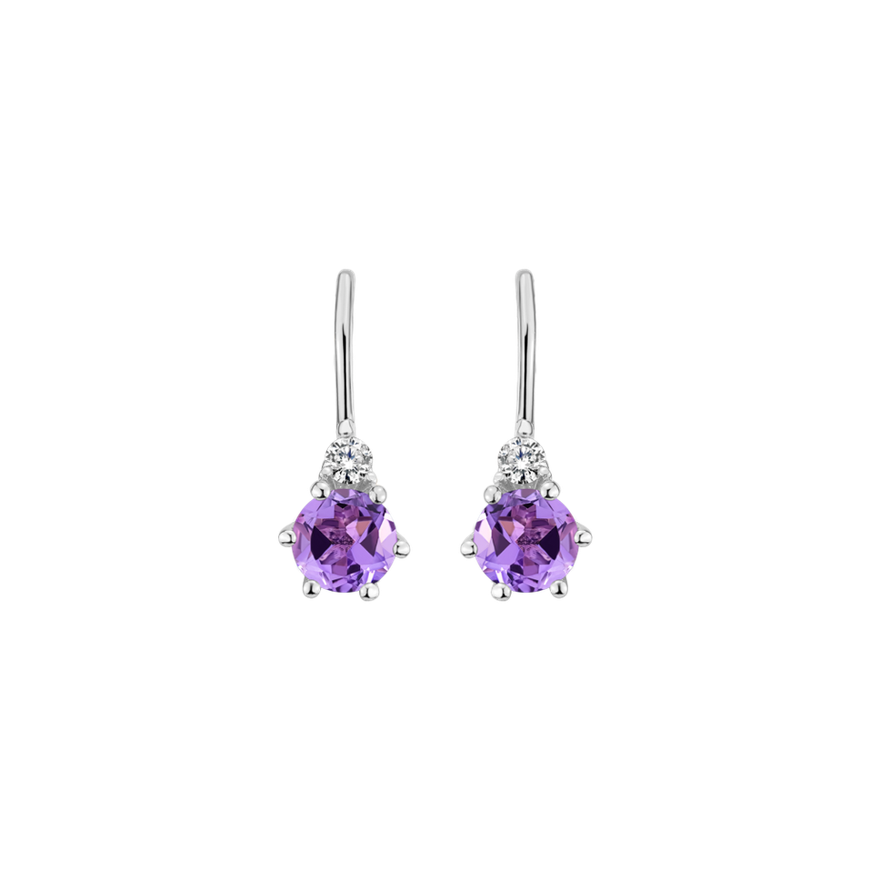 Diamond earrings with Amethyst Midnight Serenity