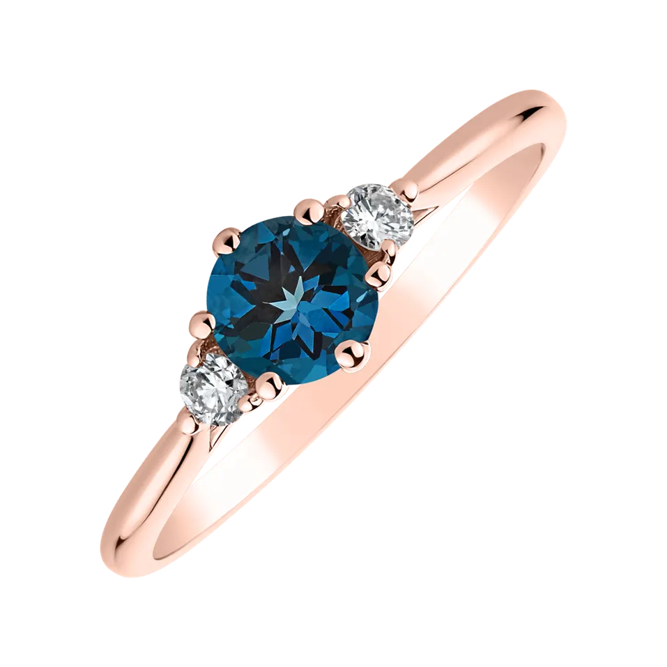 Diamond ring with Topaz Midnight Serenity