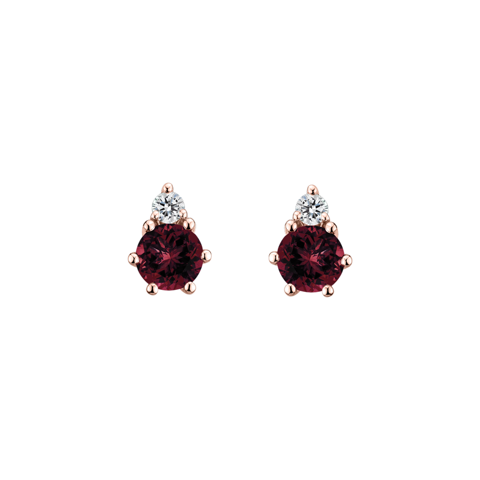 Diamond earrings with Rhodolite Midnight Serenity