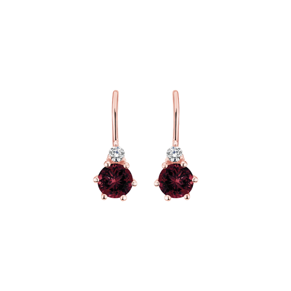 Diamond earrings with Rhodolite Midnight Serenity