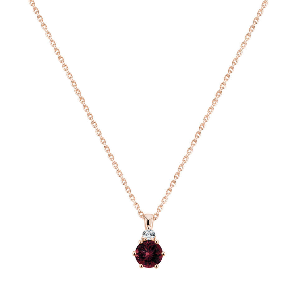 Diamond necklace with Rhodolite Midnight Serenity