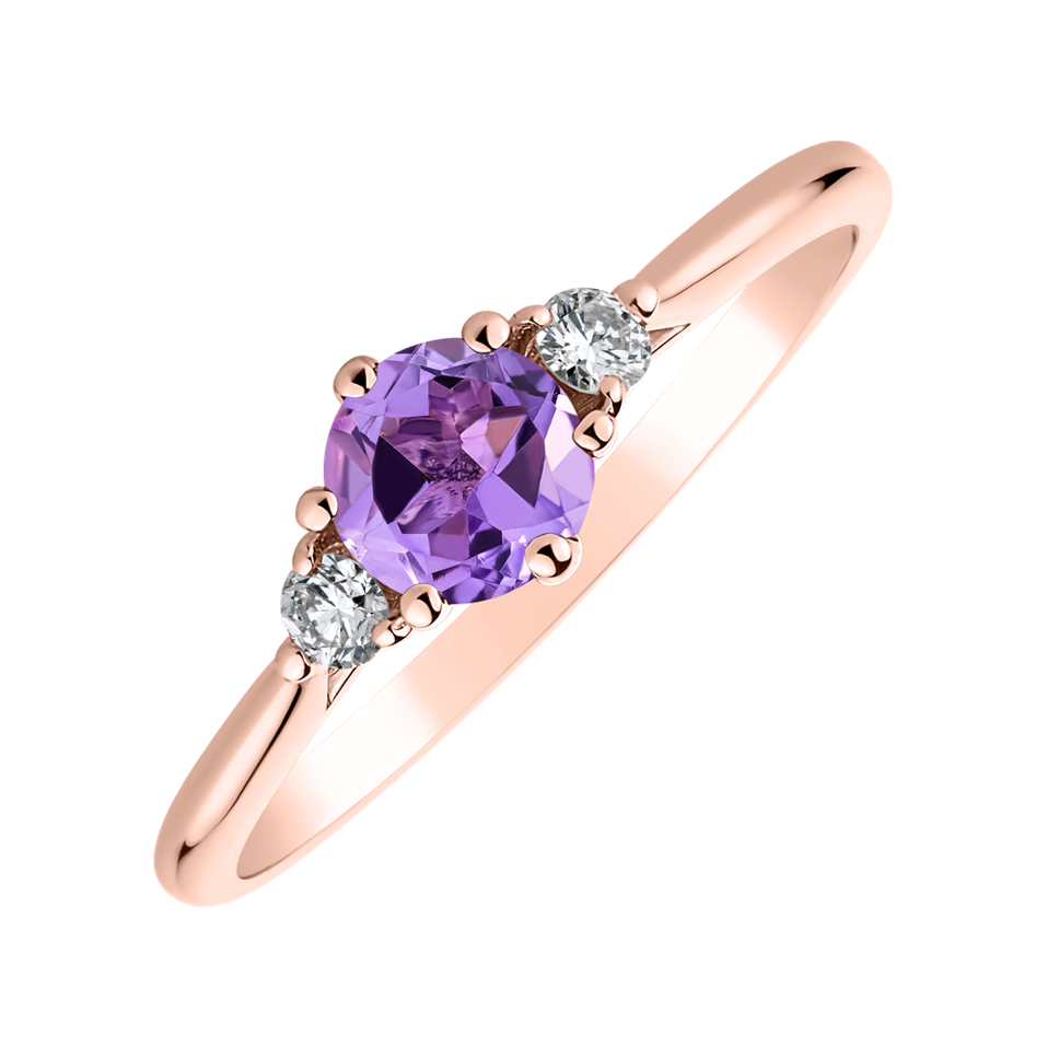 Diamond ring with Amethyst Midnight Serenity