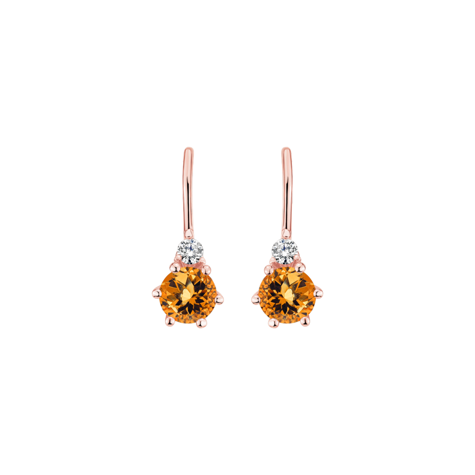 Diamond earrings with Citrine Midnight Serenity