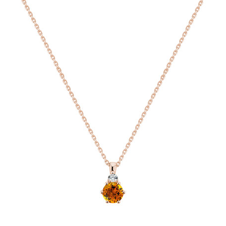 Diamond necklace with Citrine Midnight Serenity
