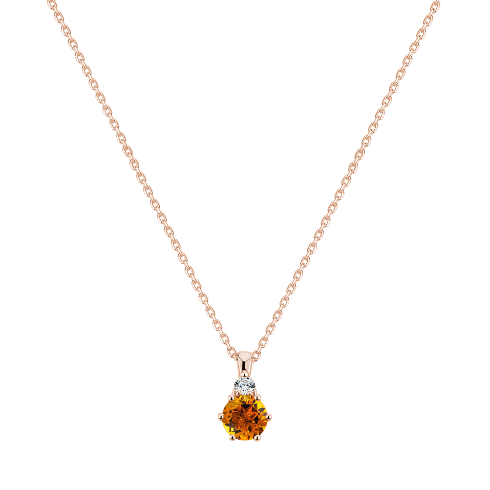 Diamond necklace with Citrine Midnight Serenity