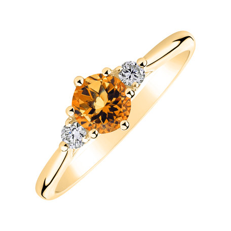 Diamond ring with Citrine Midnight Serenity