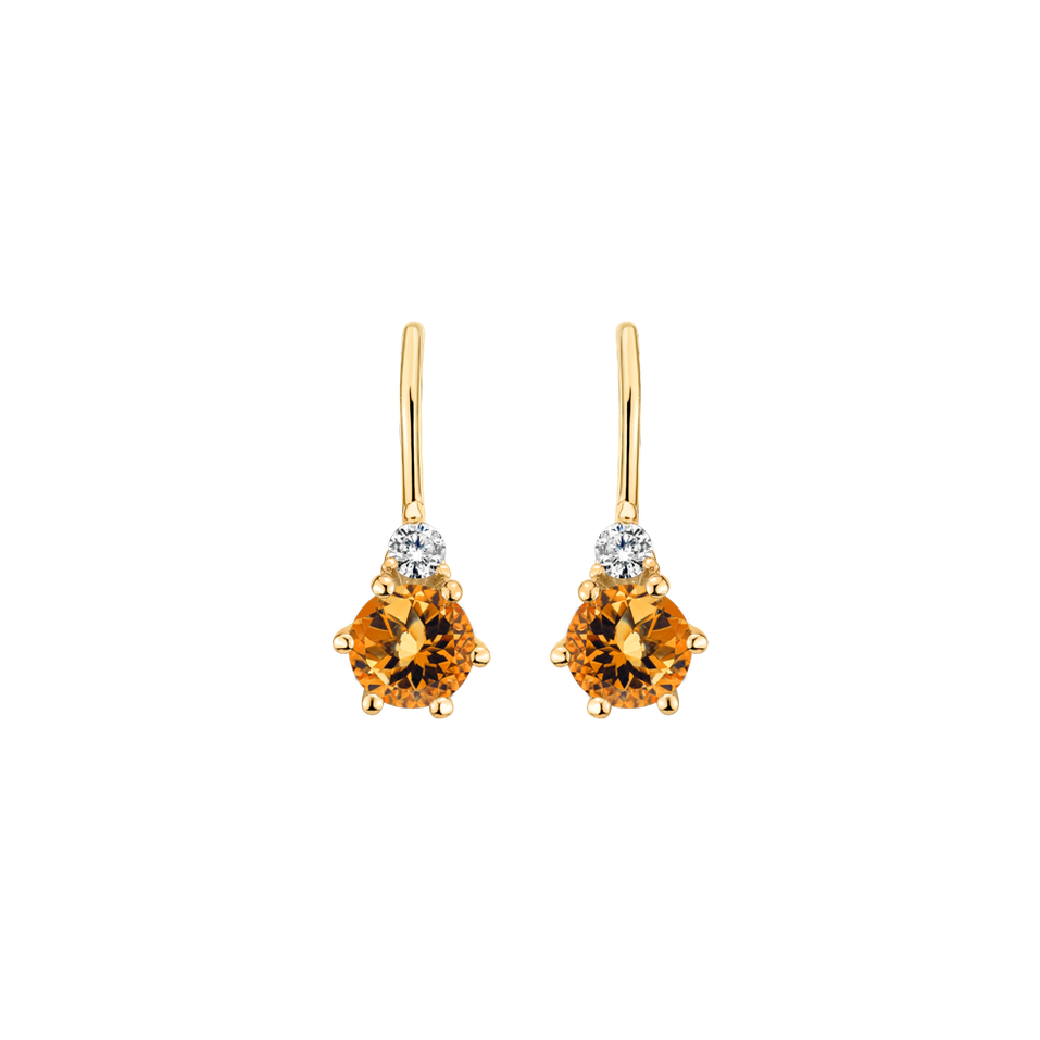Diamond earrings with Citrine Midnight Serenity