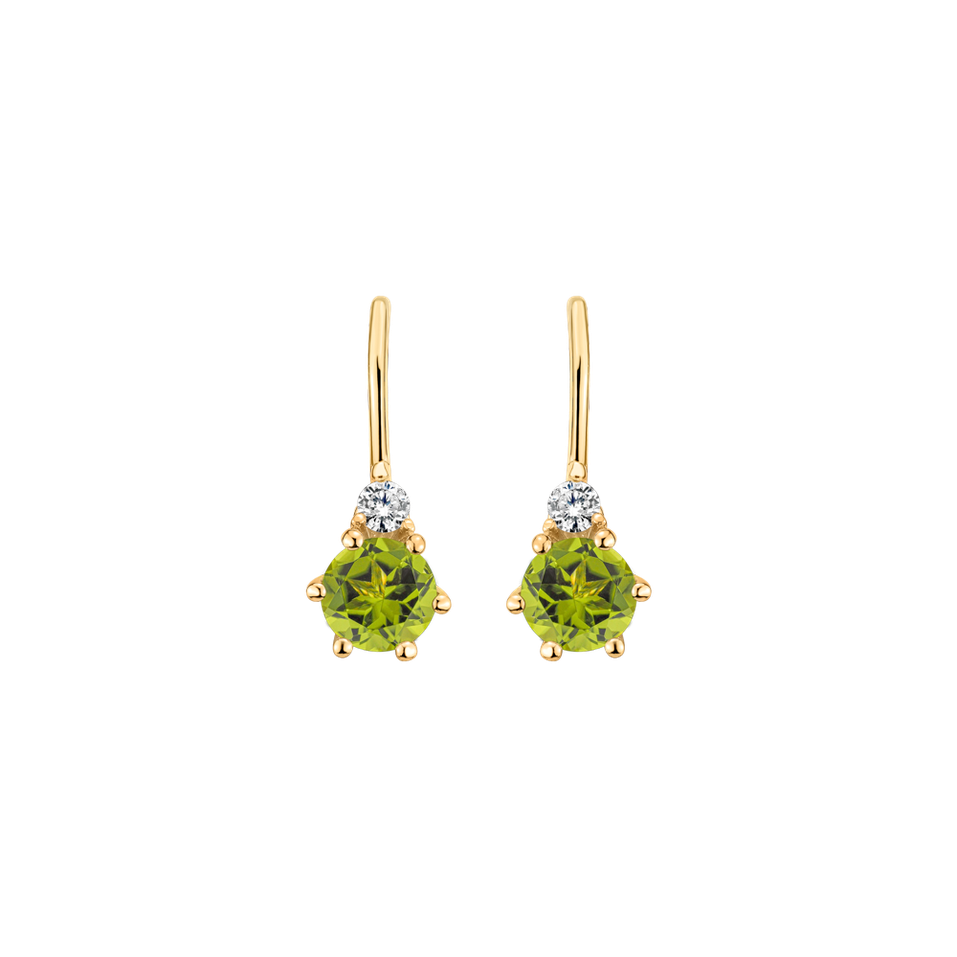 Diamond earrings with Peridote Midnight Serenity