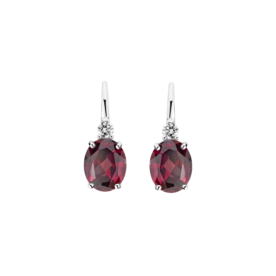 Diamond earrings with Rhodolite Asuan