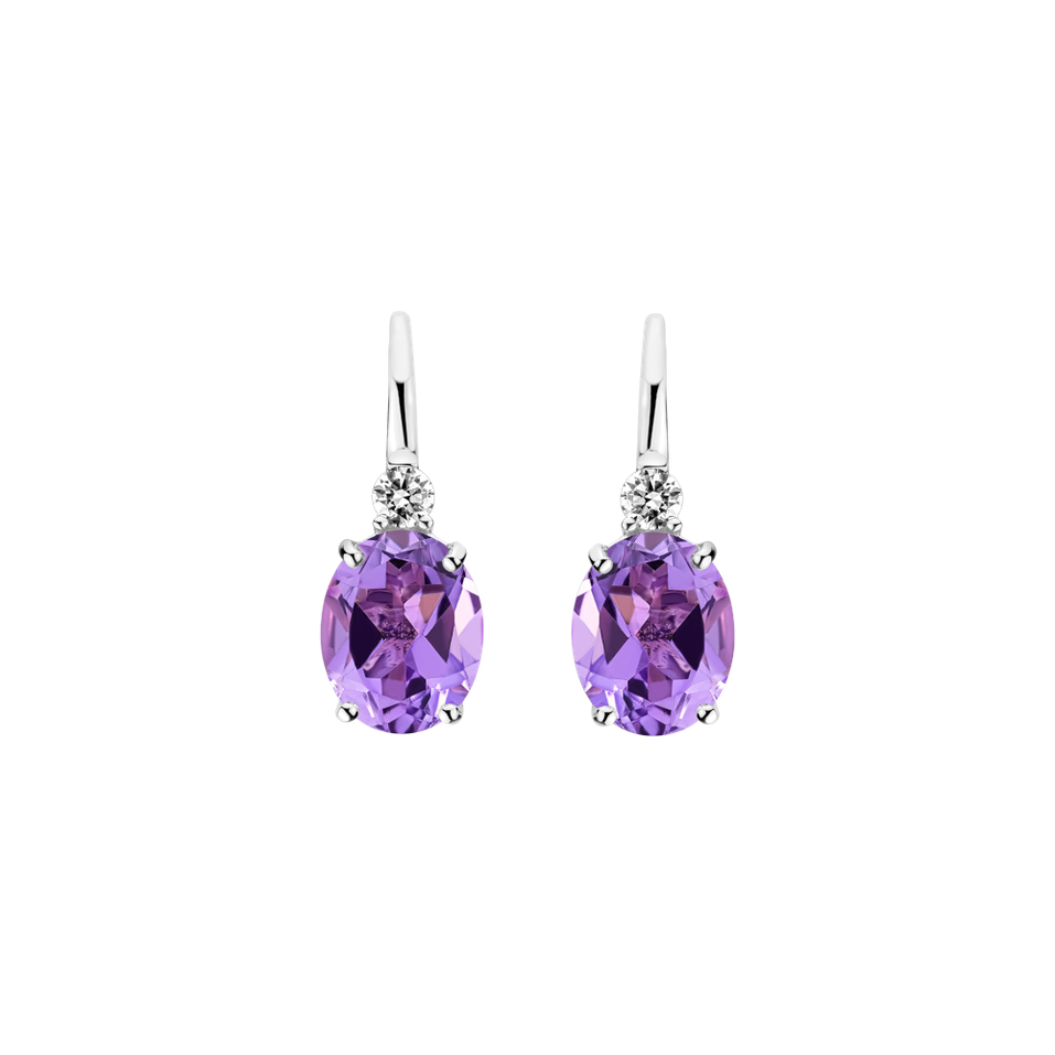 Diamond earrings with Amethyst Asuan