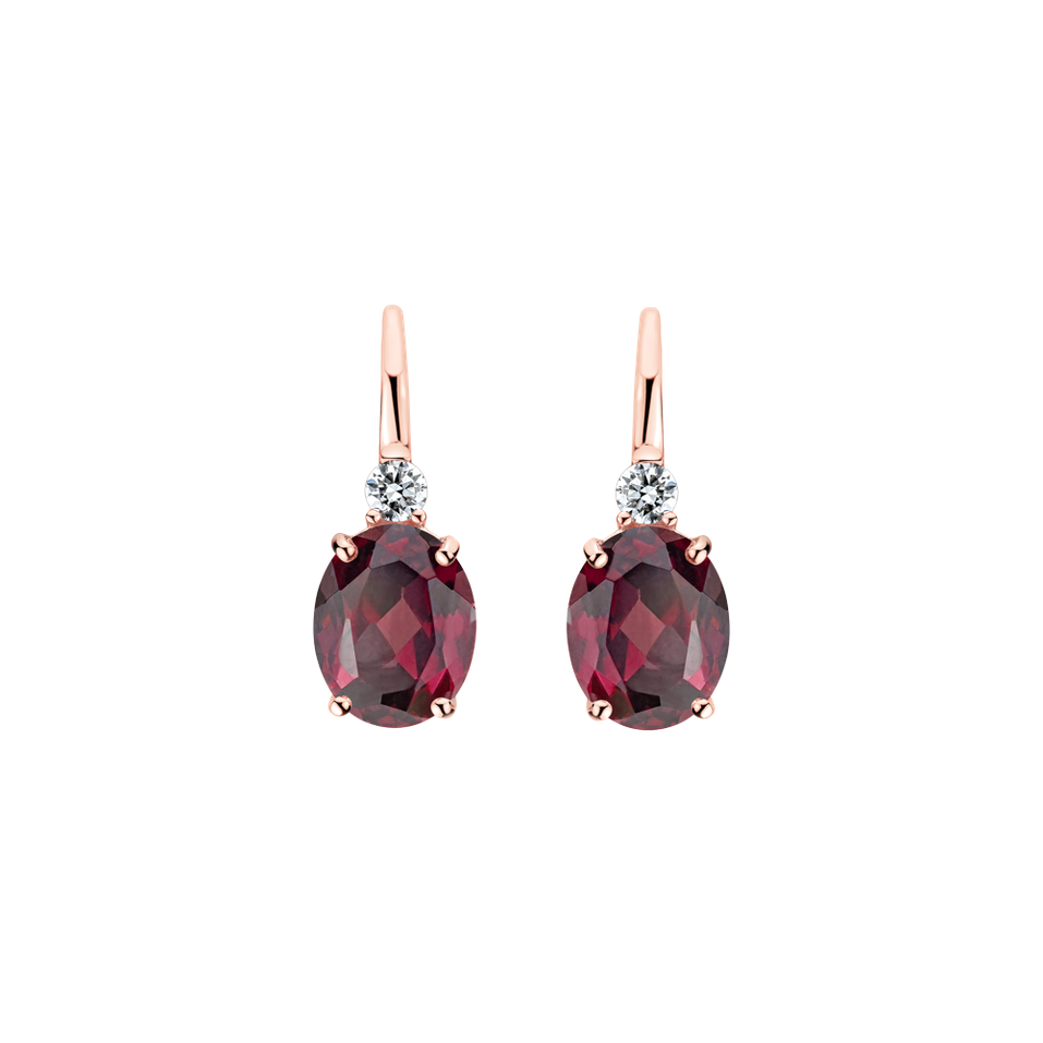 Diamond earrings with Rhodolite Asuan