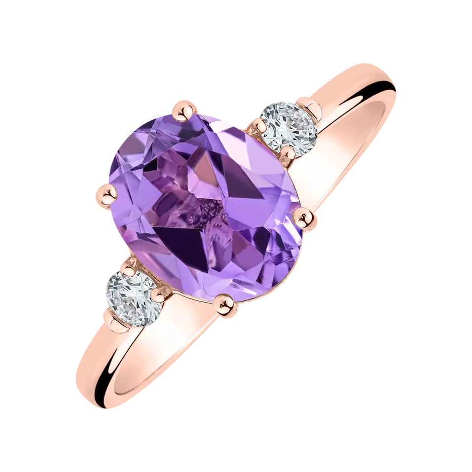 Diamond ring with Amethyst Asuan