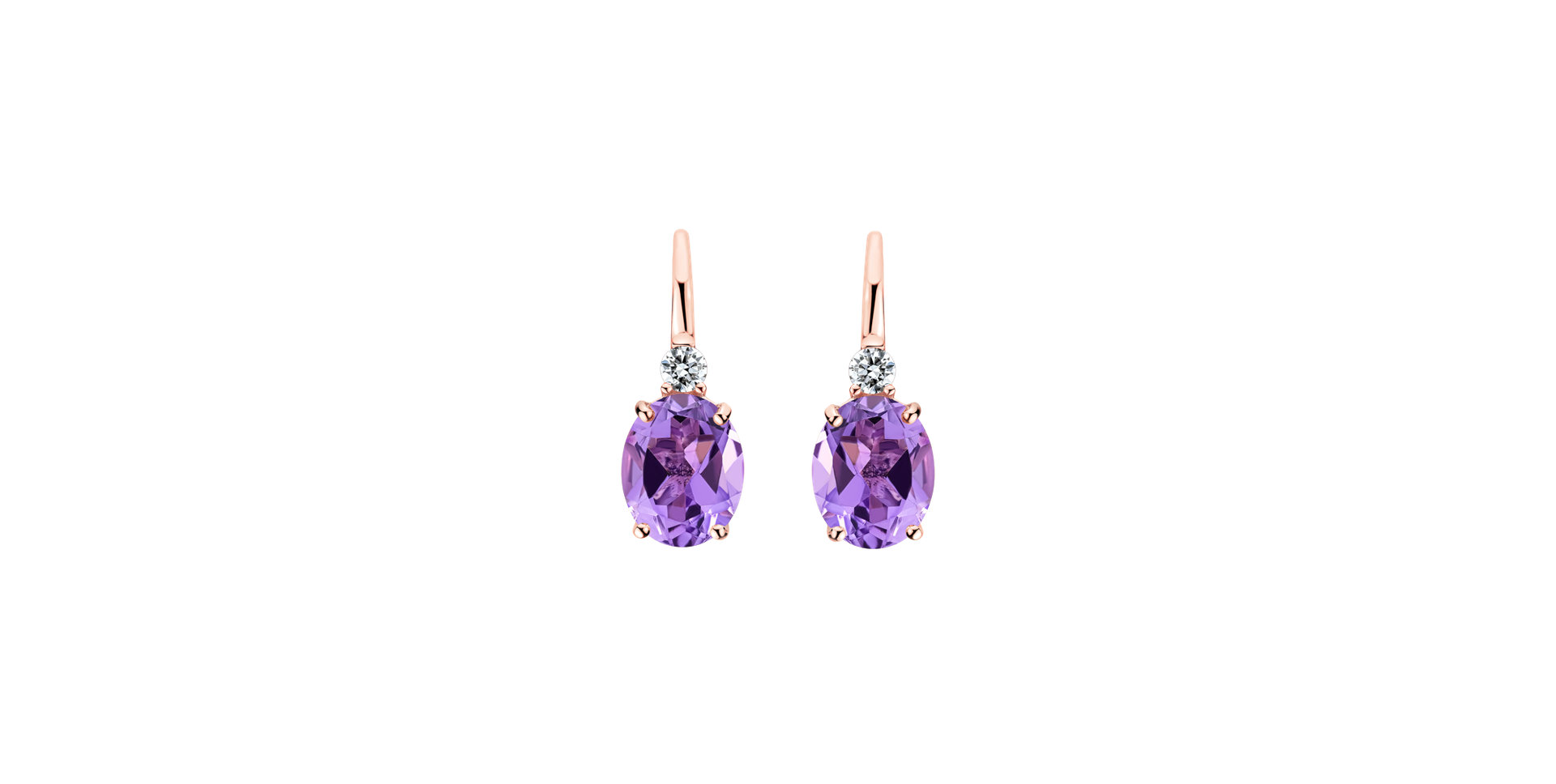 Diamond earrings with Amethyst Asuan