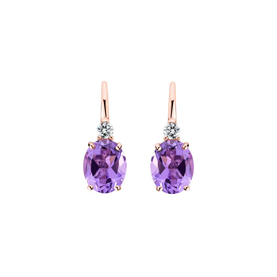 Diamond earrings with Amethyst Asuan
