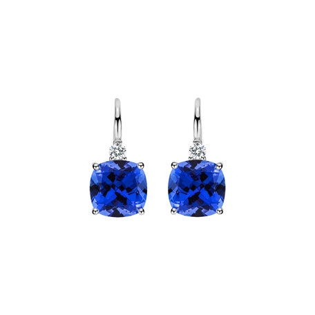 Diamond earrings with Tanzanite The Countess