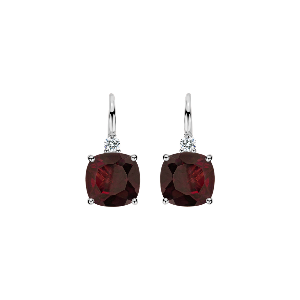 Diamond earrings with Rhodolite The Countess