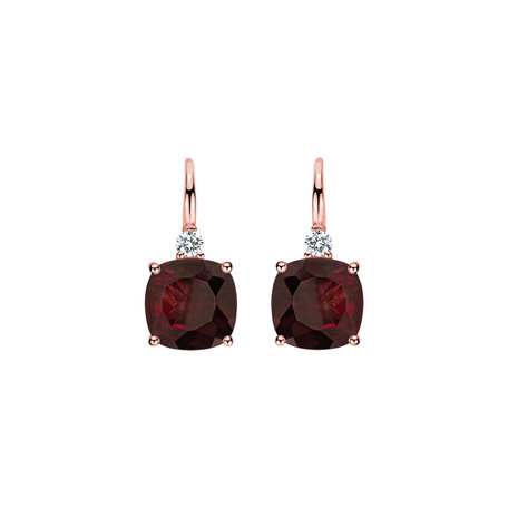Diamond earrings with Rhodolite The Countess