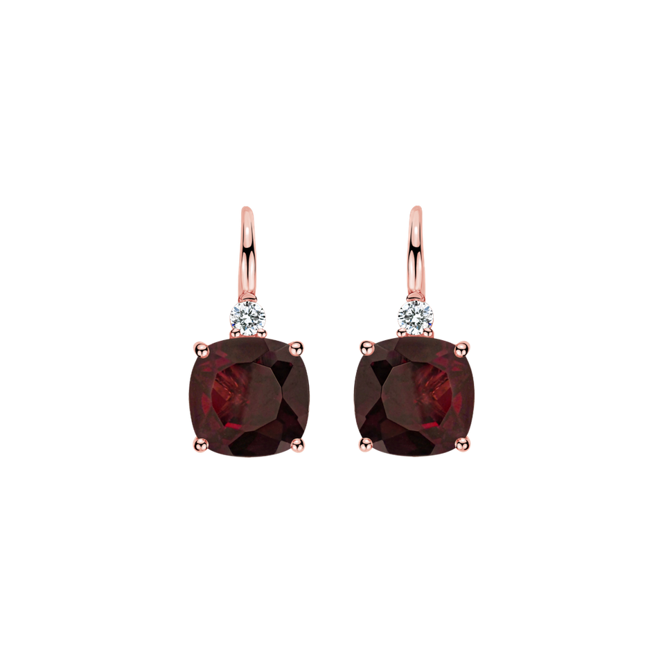 Diamond earrings with Rhodolite The Countess