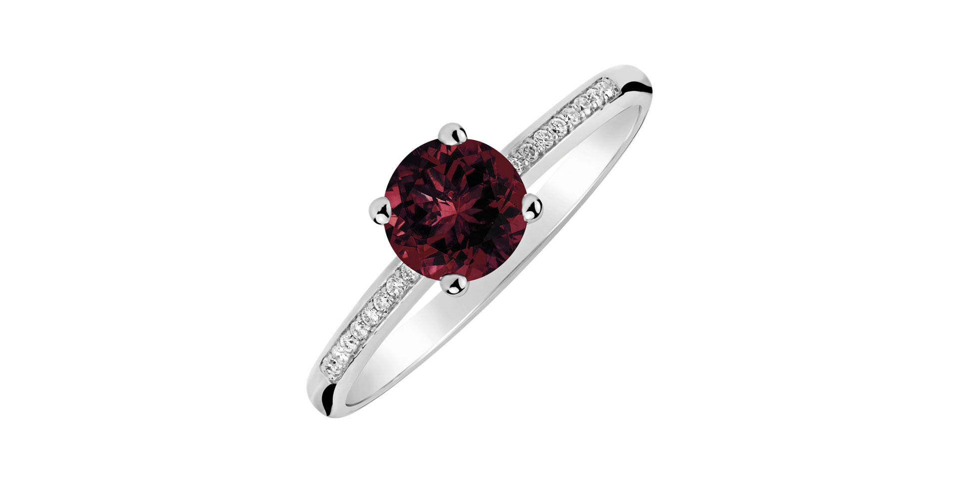 Diamond ring with Rhodolite Satin
