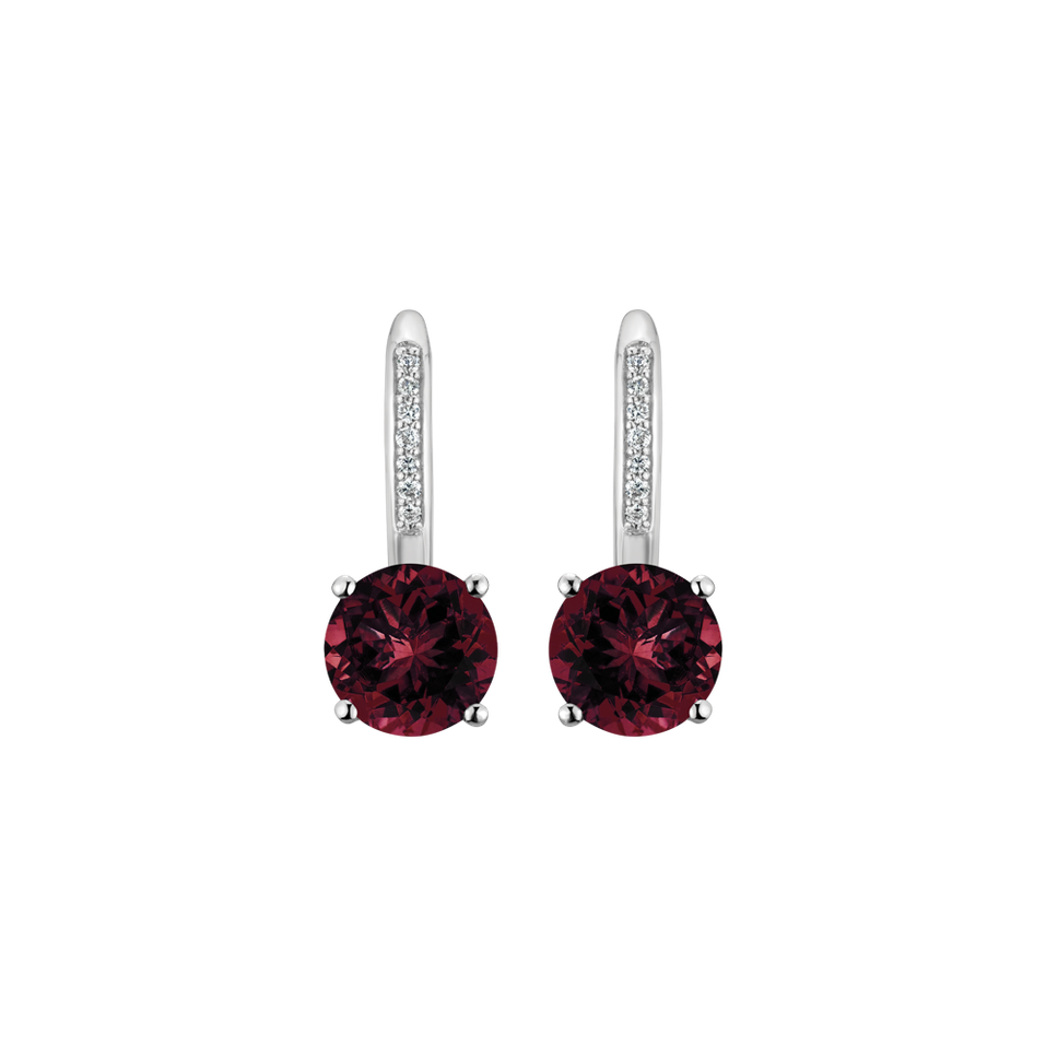 Diamond earrings with Rhodolite Carleton