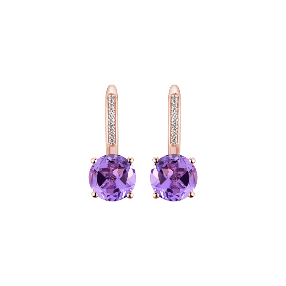 Diamond earrings with Amethyst Carleton