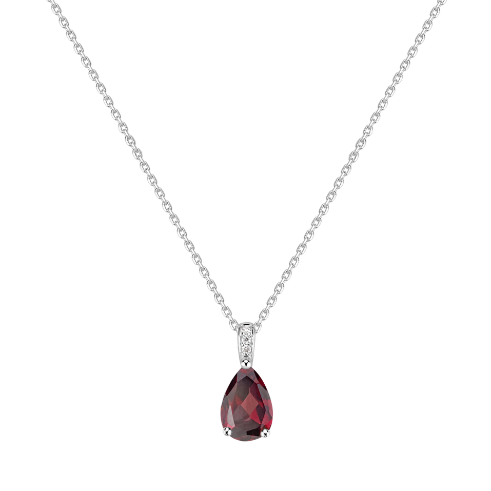 Diamond necklace with Rhodolite Teardrop