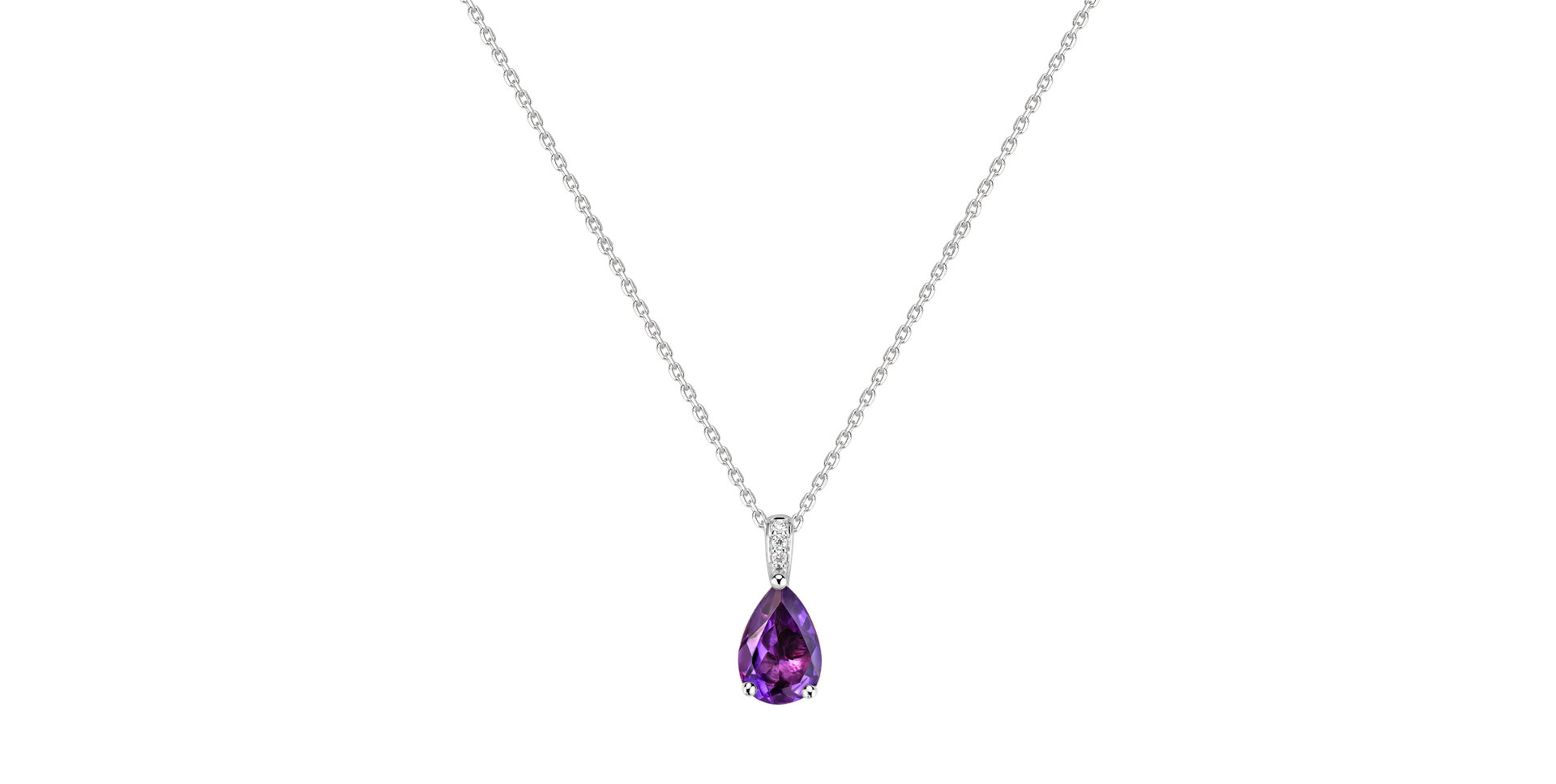 Diamond necklace with Amethyst Teardrop