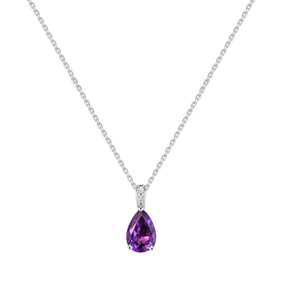 Diamond necklace with Amethyst Teardrop