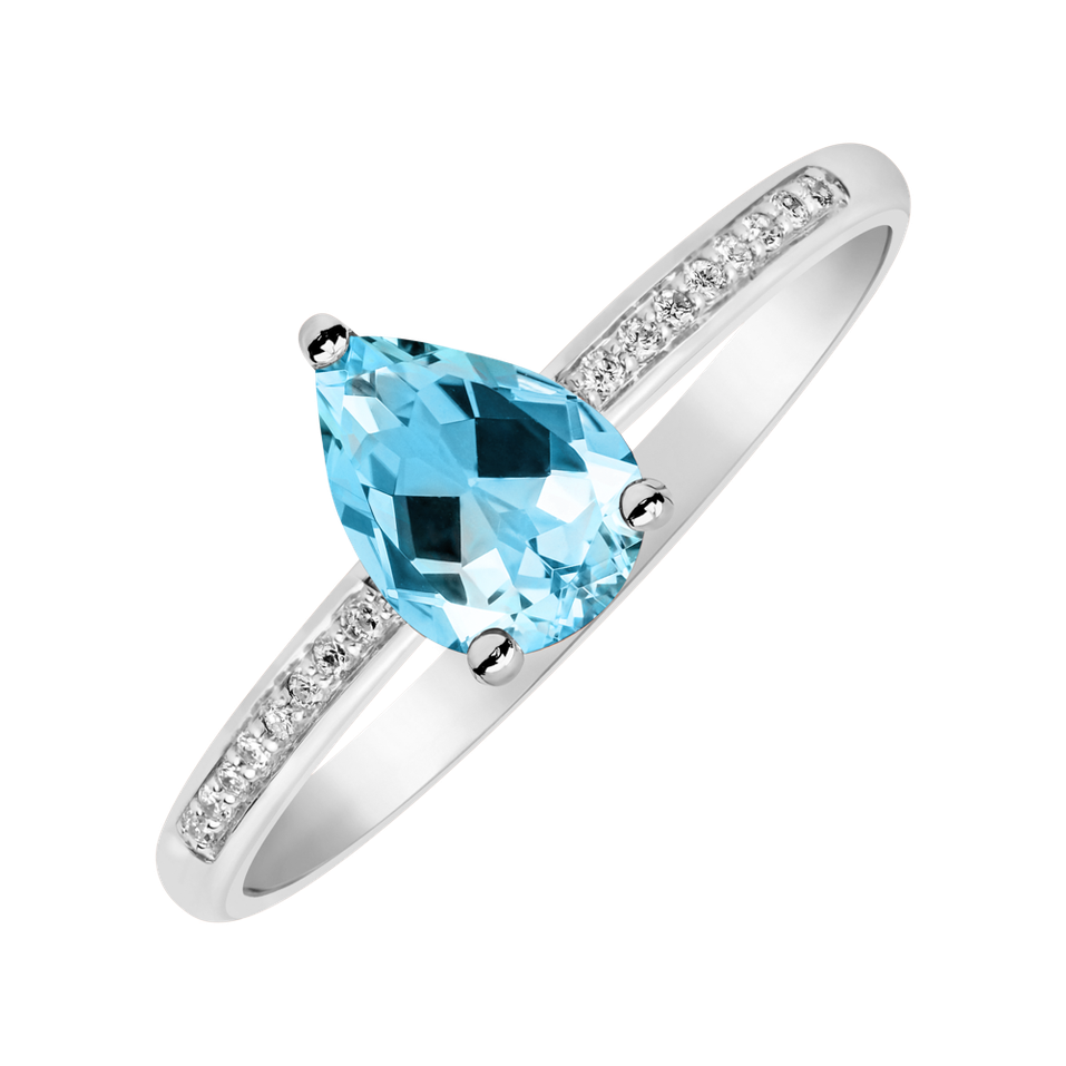 Diamond ring with Topaz Teardrop