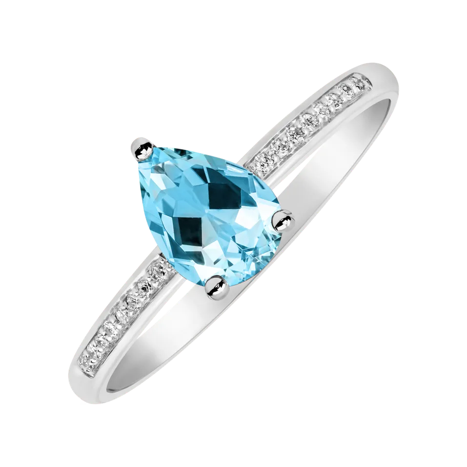 Diamond ring with Topaz Teardrop
