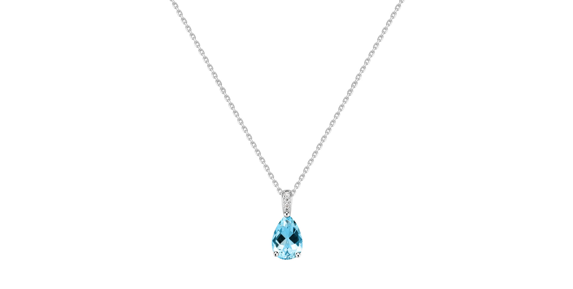 Diamond necklace with Topaz Teardrop