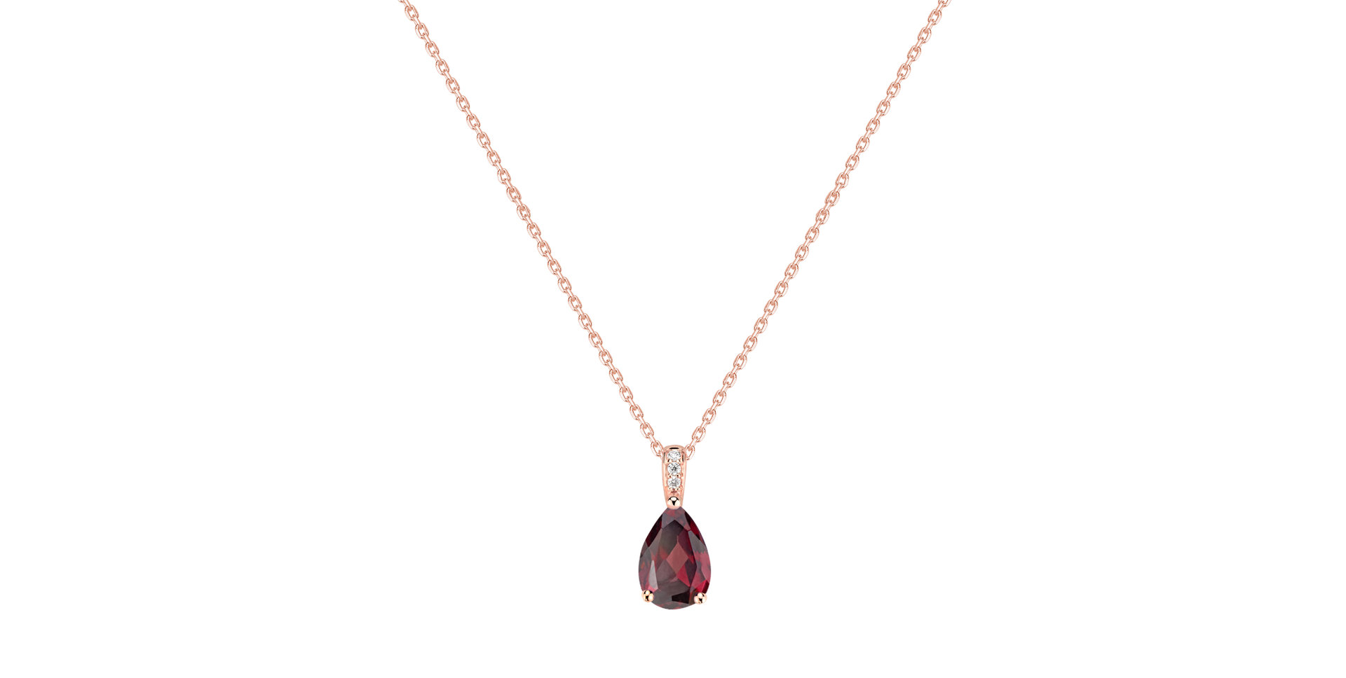 Diamond necklace with Rhodolite Teardrop