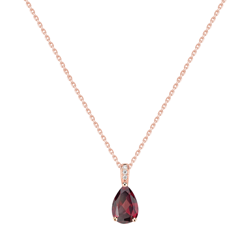 Diamond necklace with Rhodolite Teardrop