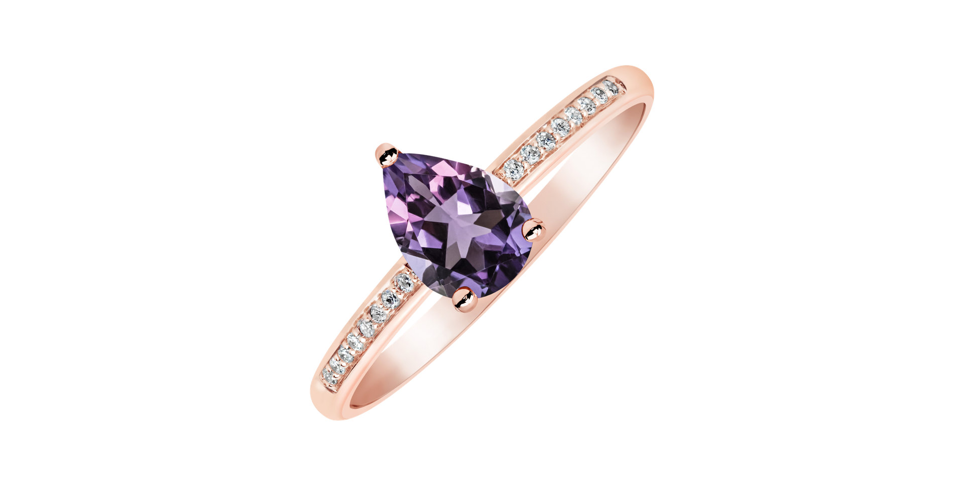 Diamond ring with Amethyst Teardrop
