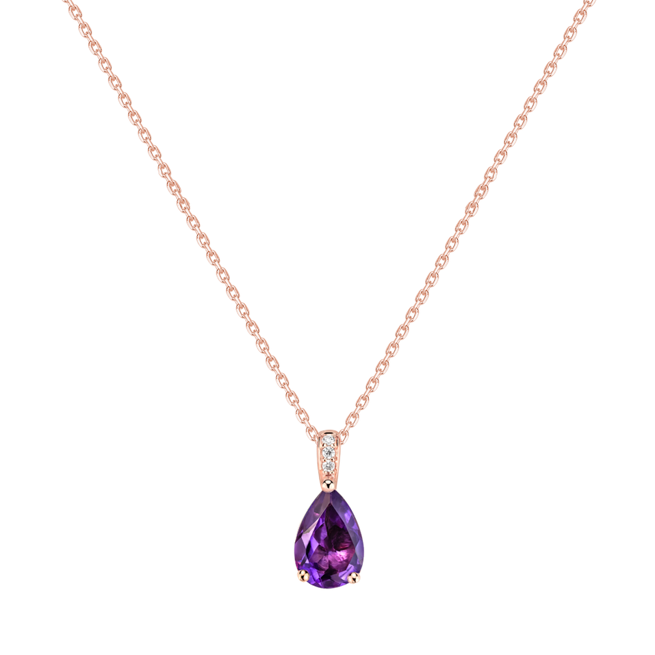 Diamond necklace with Amethyst Teardrop