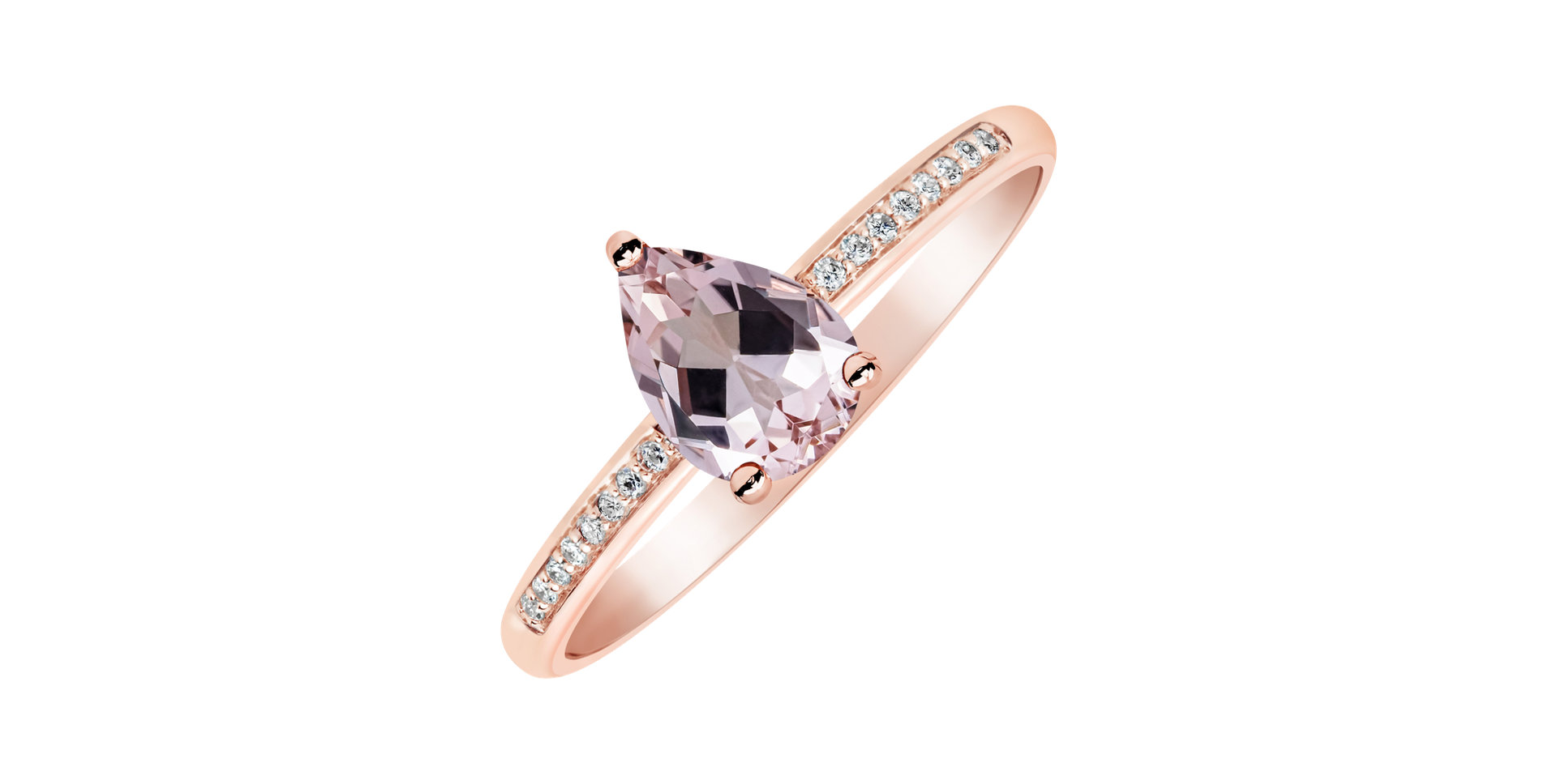 Diamond ring with Morganite Teardrop