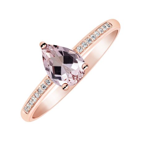 Diamond ring with Morganite Teardrop