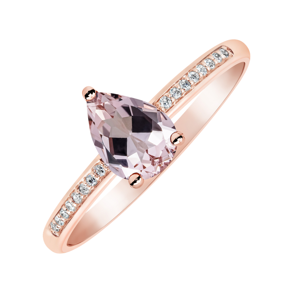 Diamond ring with Morganite Teardrop