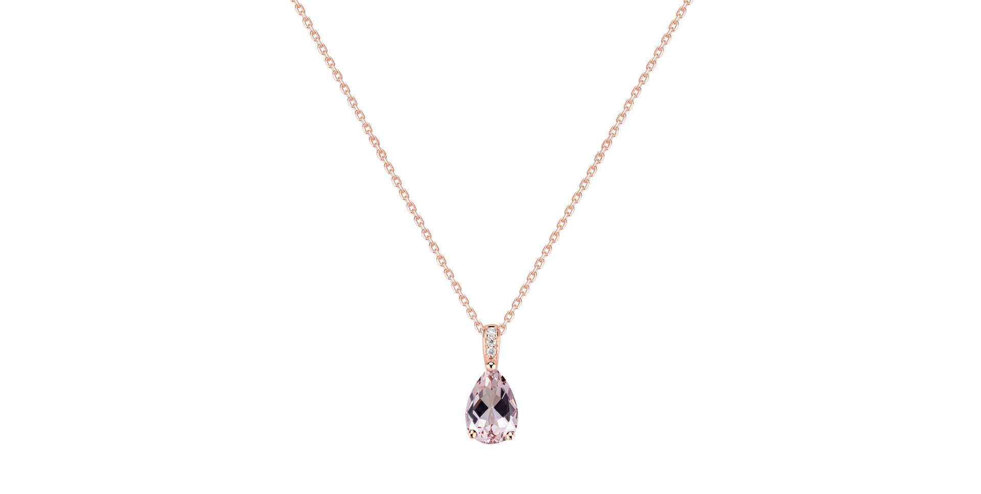 Diamond necklace with Morganite Teardrop