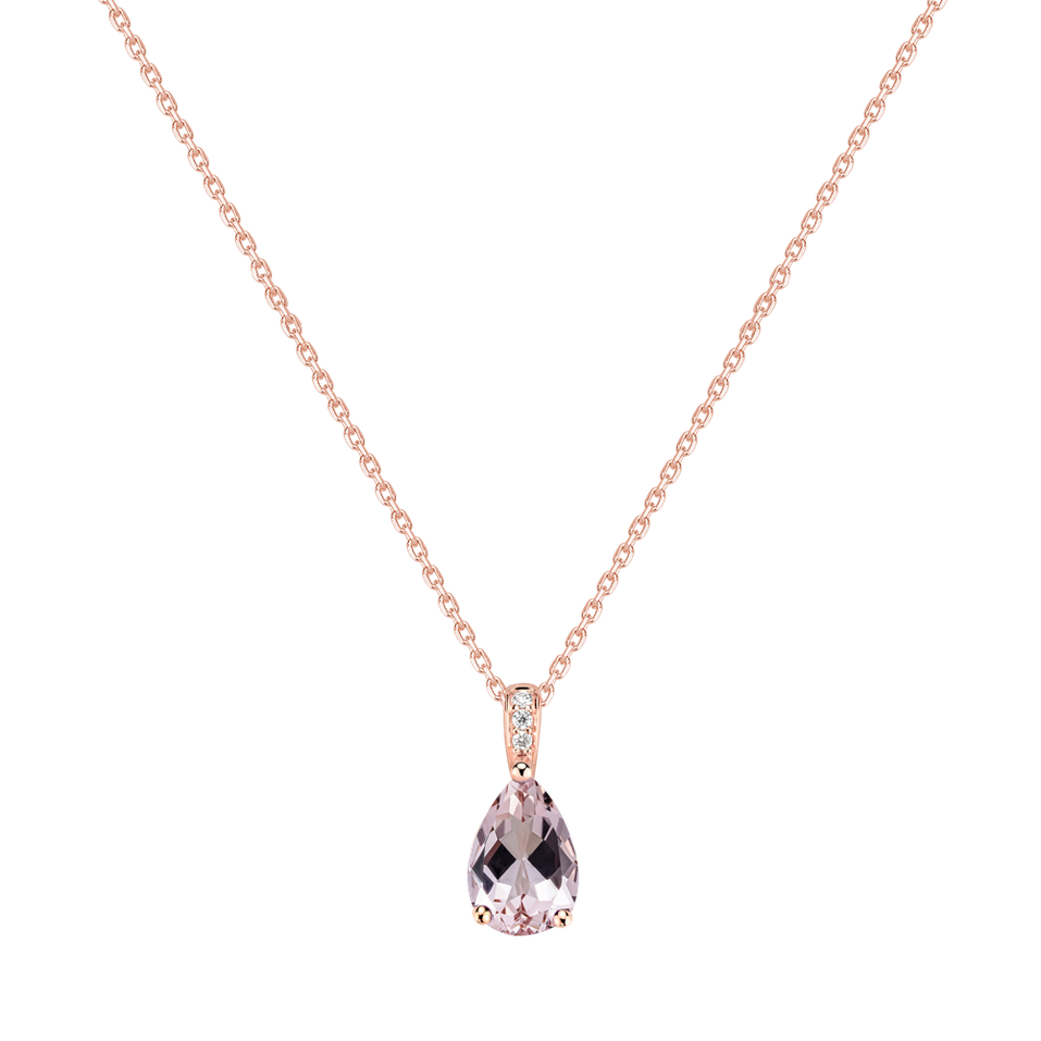 Diamond necklace with Morganite Teardrop
