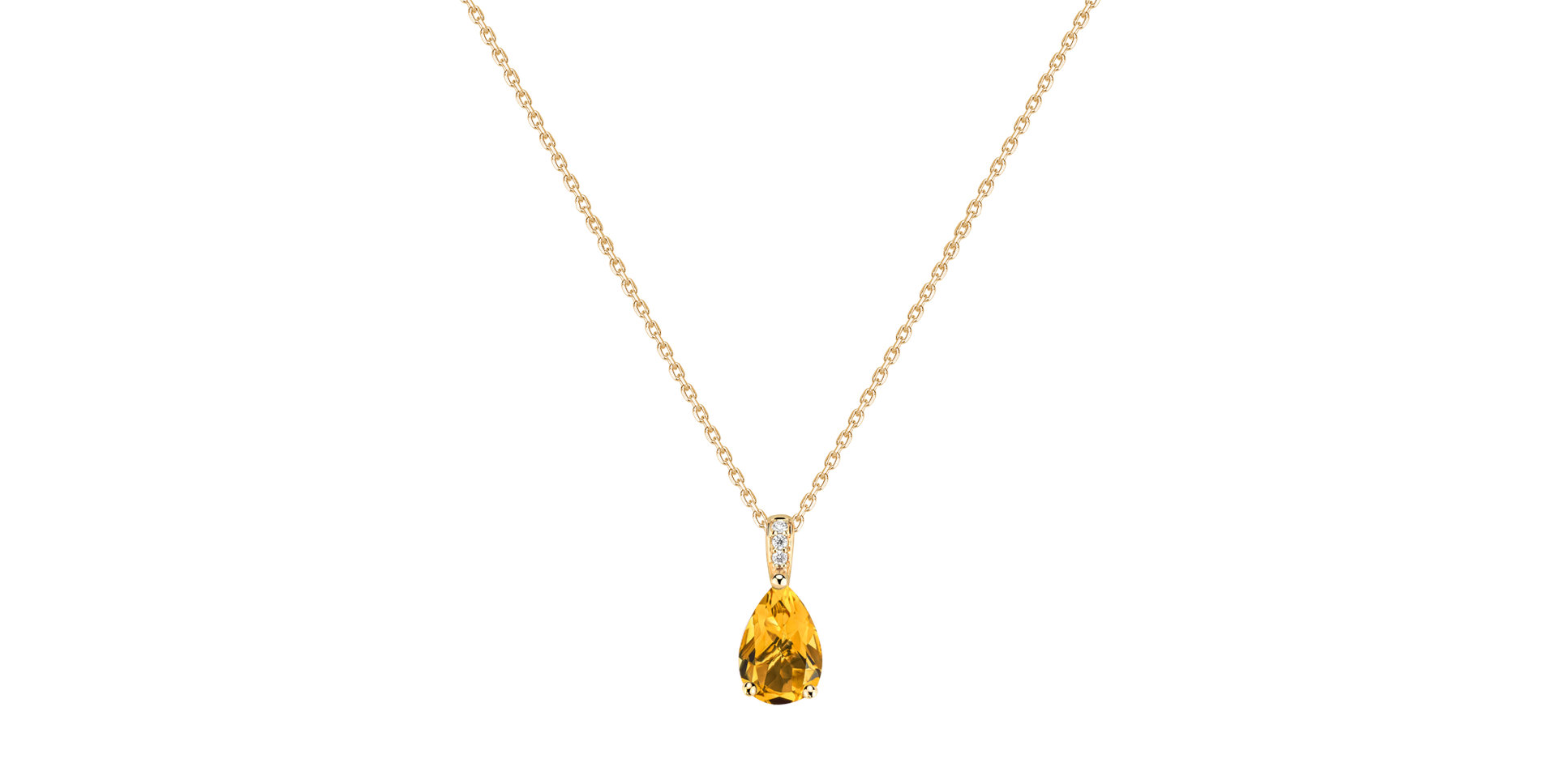 Diamond necklace with Citrine Teardrop