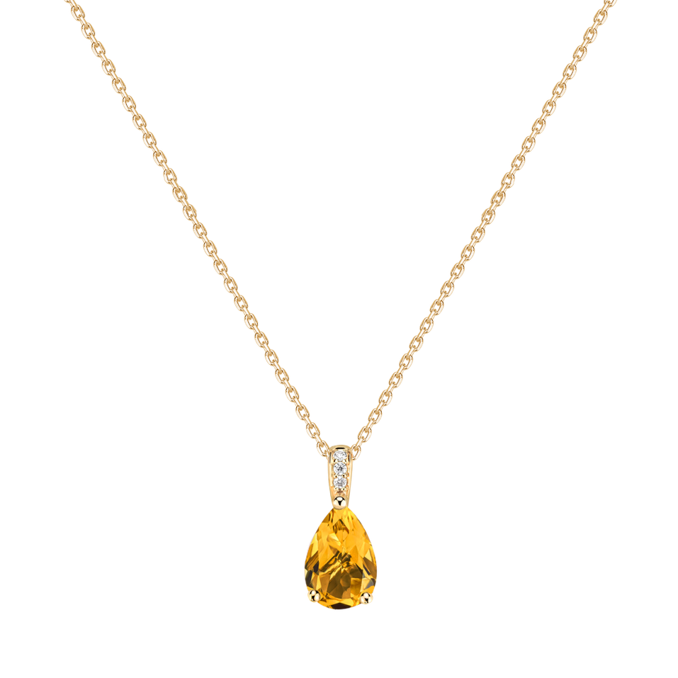Diamond necklace with Citrine Teardrop