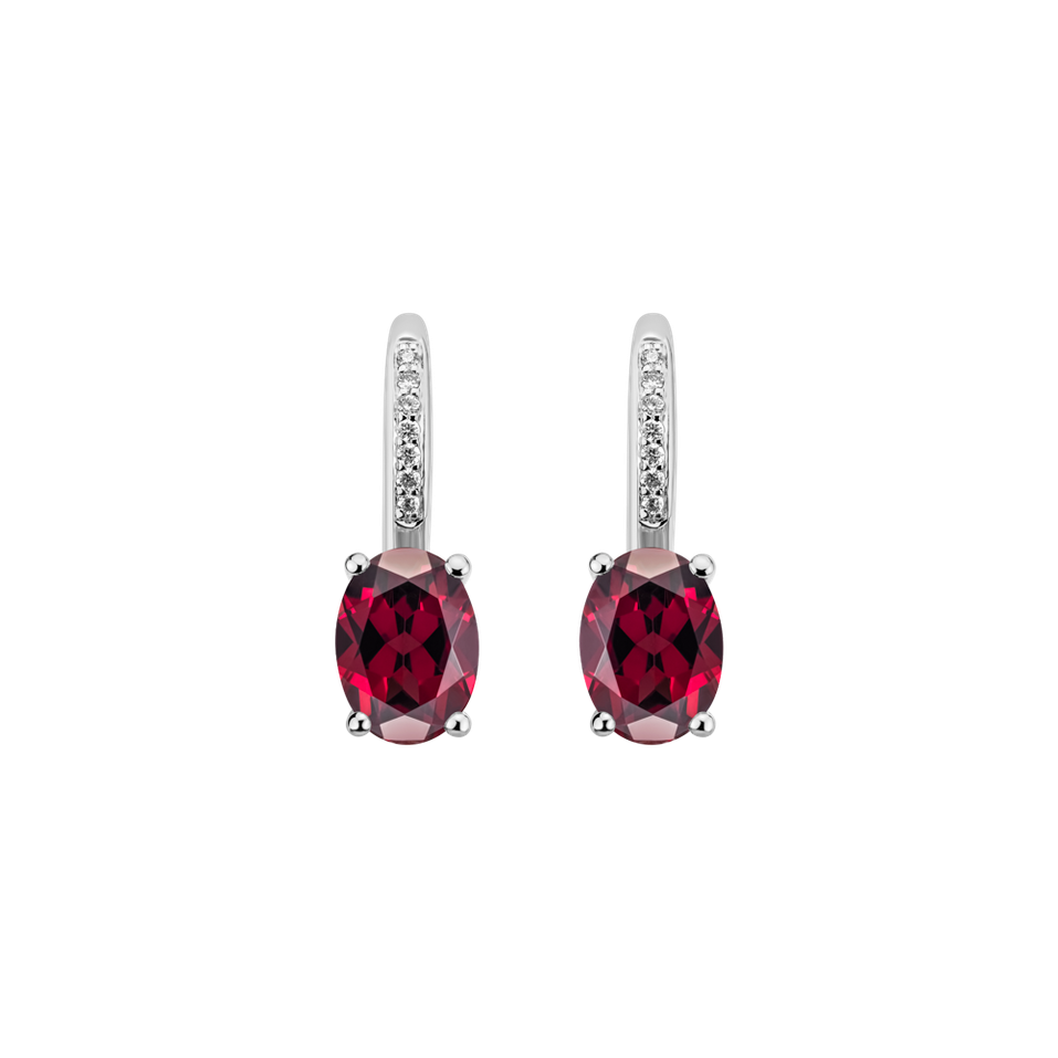 Diamond earrings with Rhodolite Lauriene