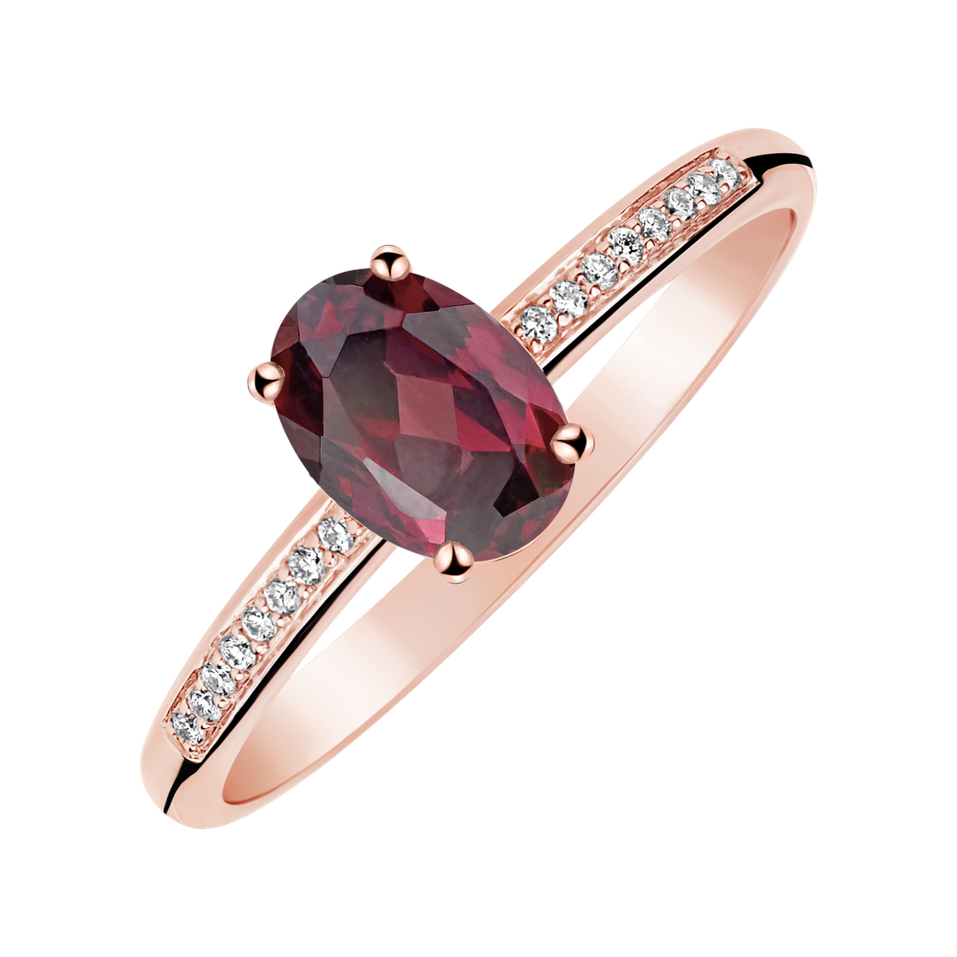 Diamond ring with Rhodolite Lauriene