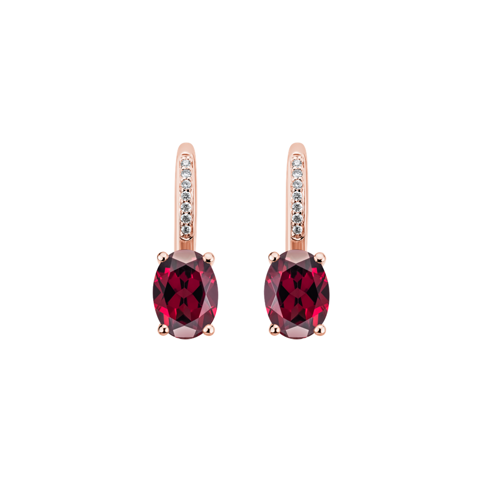 Diamond earrings with Rhodolite Lauriene