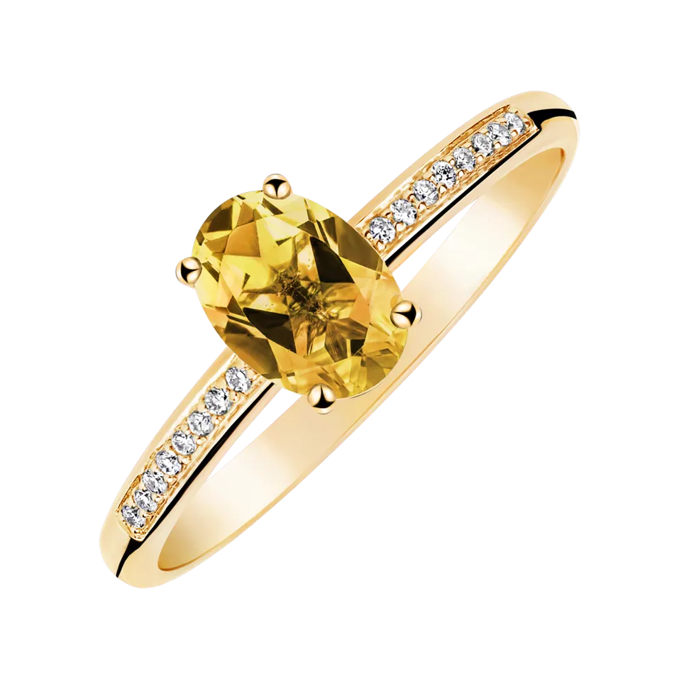 Diamond ring with Citrine Lauriene